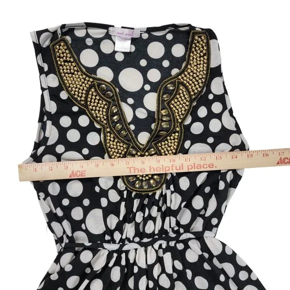 Vintage 90s Wet Seal Dressy Tank Top Blouse Womens S / M Embellished Polkadot - Picture 10 of 16